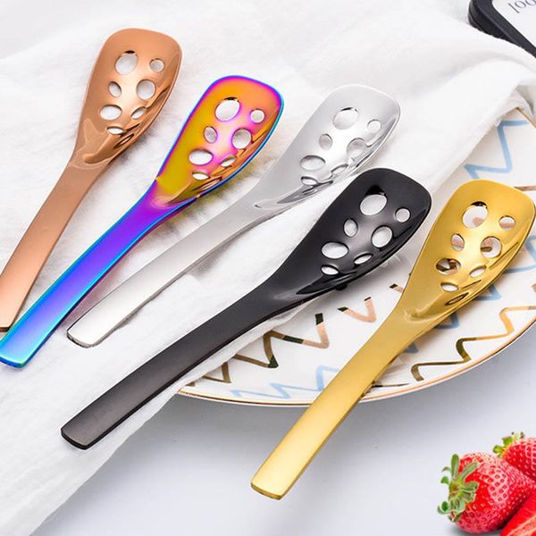 

vacclo 304 stainless steel small colander creative colorful perforated soup spoon dessert ice cream spoon kitchen tool tableware