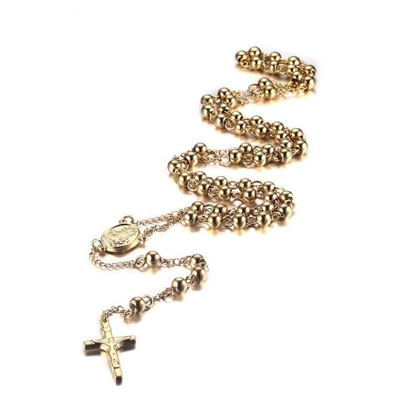 

gold color fashion men's cross jesus pendant necklace stainless steel link chain necklace jewelry gift for boys women j057, Silver