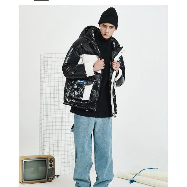 

mens designer down coat luxury color matching thick jacket active winter windproof jackets for outdoor womens hooded coat sell, Black