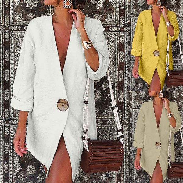 

women casual slim ol suit blazer ladies outwear solid long sleeve jacket coat, White;black