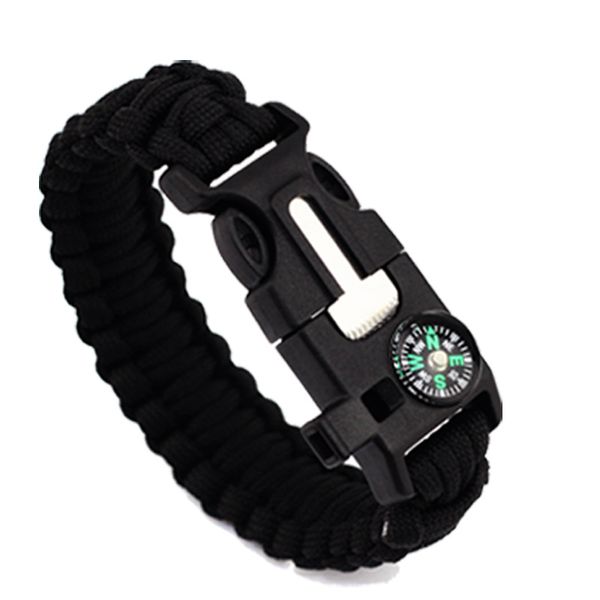 

Nylon outdoor urvival tactical bracelet multi function compa paracord rope whi tle flint fire for hiking and camping