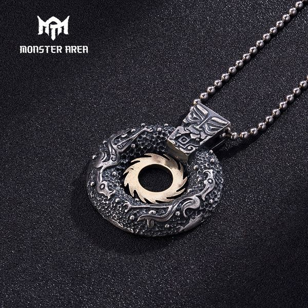 

lockets monster area vintage silver pendant chinese classic sun god bird style