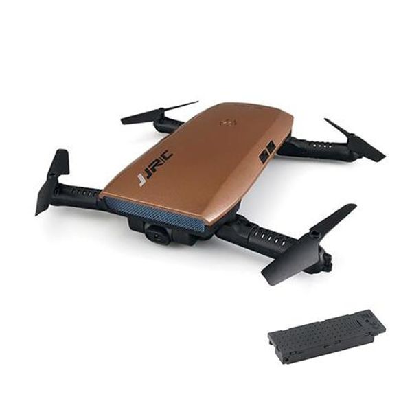 

jjrc h47 elfie plus 720p wifi fpv selfie drone + extra 3.7v 500mah li-po battery - brown