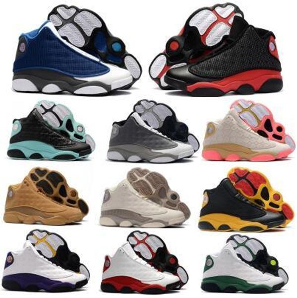 

13 13s mens basketball shoes sneakers women jumpman chinese new year bred ray allen pe og flint island green lakeres chicago cherry shoes, Black