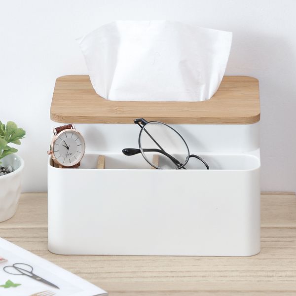 

plastic holder case desknordic simple tissue box home multi function storage living room coffee table bamboo wooden napkins