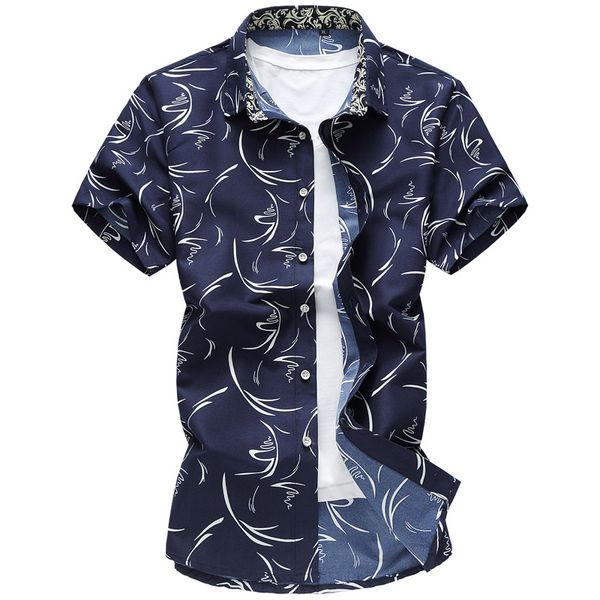 

plus size 5xl 6xl 7xl 2020 summer new men shirt casual print short sleeve shirt hawaii male brand clothing masculina,6913, White;black