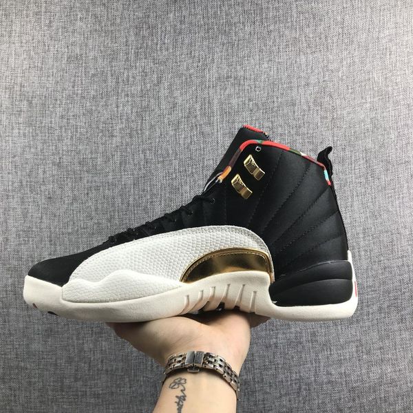 

2019 new pig year limited men's basketball shoes leather 12s french blue red black flu game men's outdoor sports shoes size 40-46, White;red