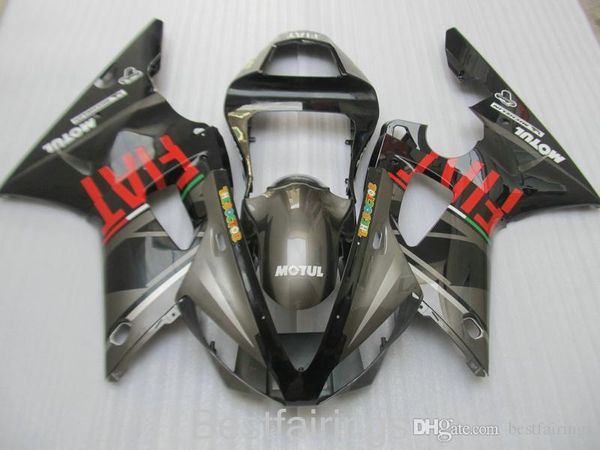 ZXMOTOR Hochwertiges Verkleidungsset für Yamaha R1 2000 2001, schwarz-graue Verkleidungen, YZF R1 00 01 ER557