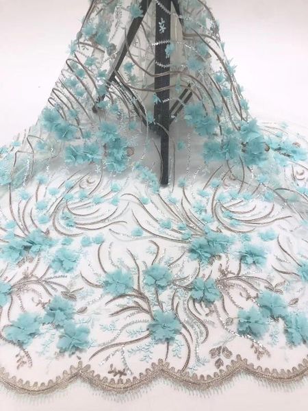 

sale embroidered tulle net lace fabric with 3d flower rita-3621african net lace fabric with sequin 3d flower for party dress, Pink;blue