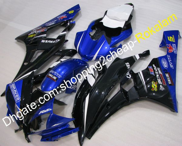 06 07 YZF R6 Populäre Cowling-Teile für Yamaha YZFR6 2006 2007 YZF-R6 YZF600 Schwarz Blau Körperarbeit ABS-Verkleidung Fit (Spritzguss)