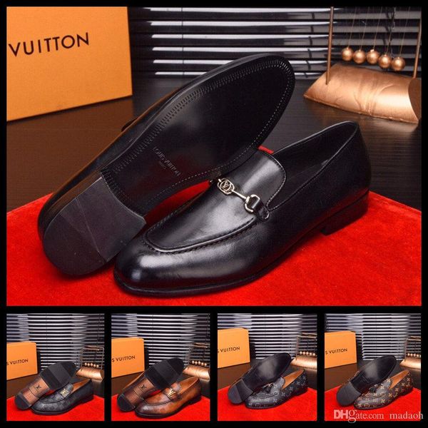 

2020 2019 new fashion designers luxury men formal leather shoes men dress shoe pointed oxfords shoes loafers driving shoes yecq3, Black