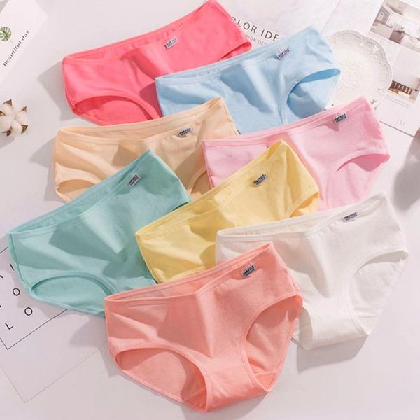 

6 pcs cotton girls underwear solid low waist short briefs comfortable antibacterial woman panties 12-18y, Camo