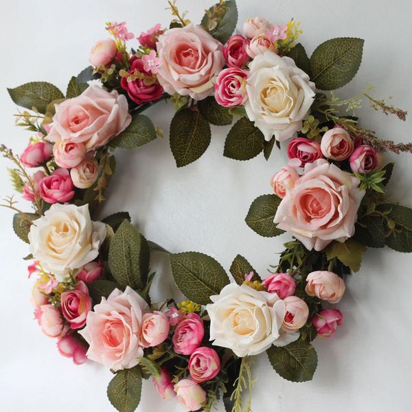 

35cm flower rose merry christmas garland wreath home party door hanging decor