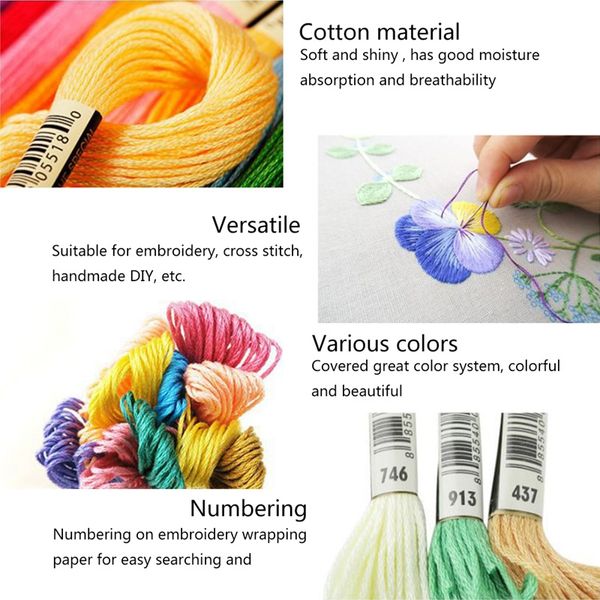 

new 50/100 colors embroidery threads set cotton thread european three-dimensional cotton threads embroidery thread, Black;white
