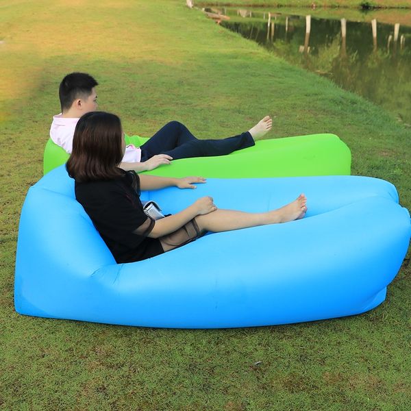 

inflatable 2019 fast inflatable sofa lazy bag sleeping bag 240*70cm camping portable air banana sofa beach bed air hammock nylon