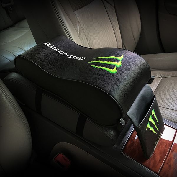 Vehicle Protective Car Cool Logo Car Accessories Interior Leather Pad Auto Armrests Center Console Arm Rest Seat Box Pad Decorating Car Interior