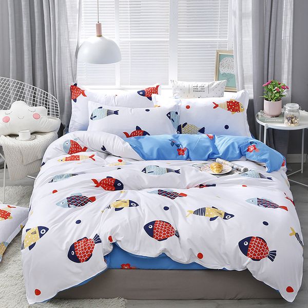

koi fish bedding set home duvet cover set avocado green bed leaf flat sheet 3/4pcs bed linen super king size bedclothes