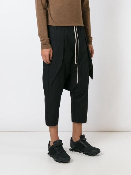 

27-44 2019 men clothing hair stylist fashion singer individual multi-pocket tripod overalls harem pants plus size costumes, Black