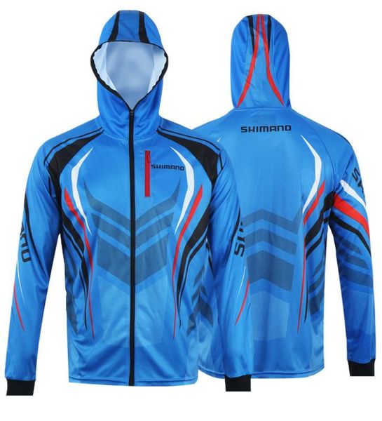 

2020 new summer fishing shirt hooded jacket breathable quick-drying hooded jacket fishing shirt sunscreen uv clothing, Gray;blue