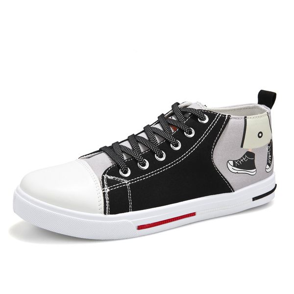 

men's shoes spring walking shoes new canvas men's korean version of the trend of personality low-tide shoe, Black