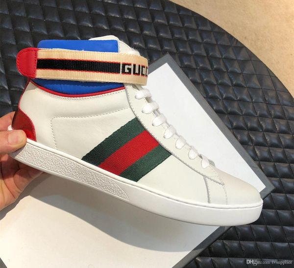 

Pre fall tripe ace high ca ual neaker luxury brand de igner men port hoe cla ic jacquard tripe trap leather lace up trainer