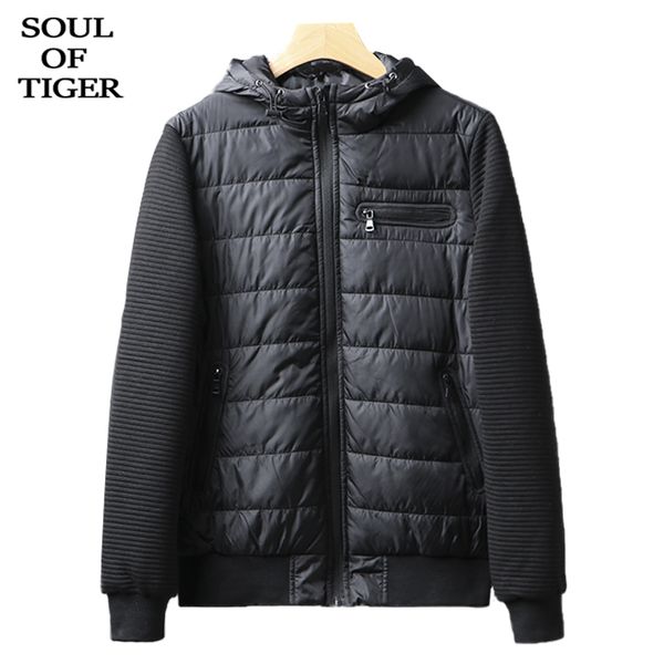 

soul of tiger 2019 korean fashion parka mens vintage hooded winter jackets male oversized patchwork coats cotton padded clothing, Black