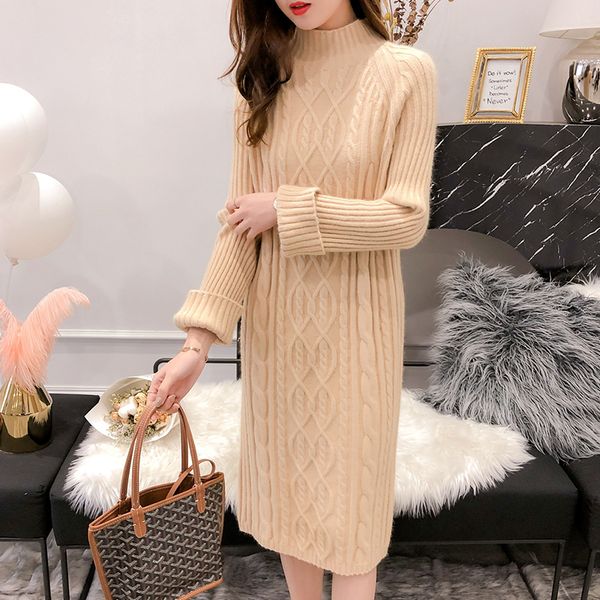 

winter 2019 sweater women pull warm leisure soft jumper long sleeve ladies long turtleneck knitting pullover autumn sweaters, White;black