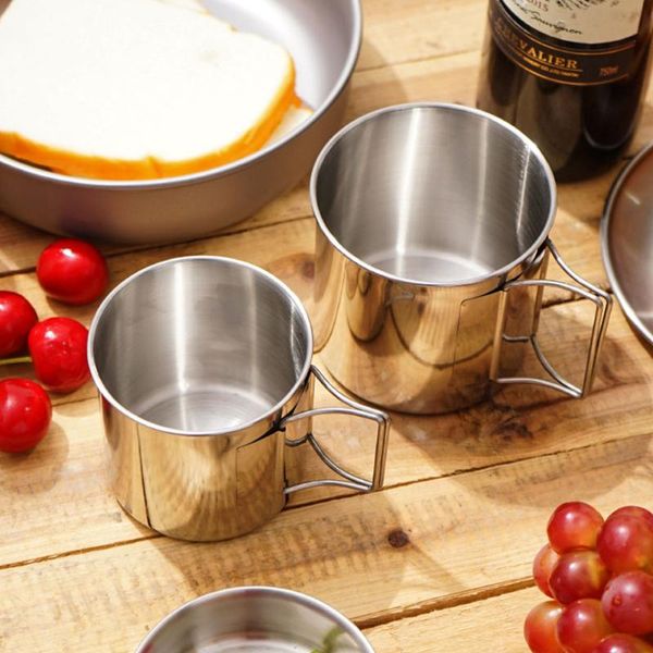 

4 pcs bowl folding cup set heat resistant outdoor stainless steel picnic camping space saving tableware portable hiking cooking