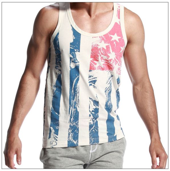 

design men's star printed cotton mens running vest men striped tank loose tees men sleeveless shirt, Black;blue