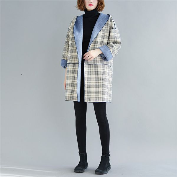 

2019 fashion korean casual new two-sided wear large size women's woolen coat temperament wild coat f620, Black
