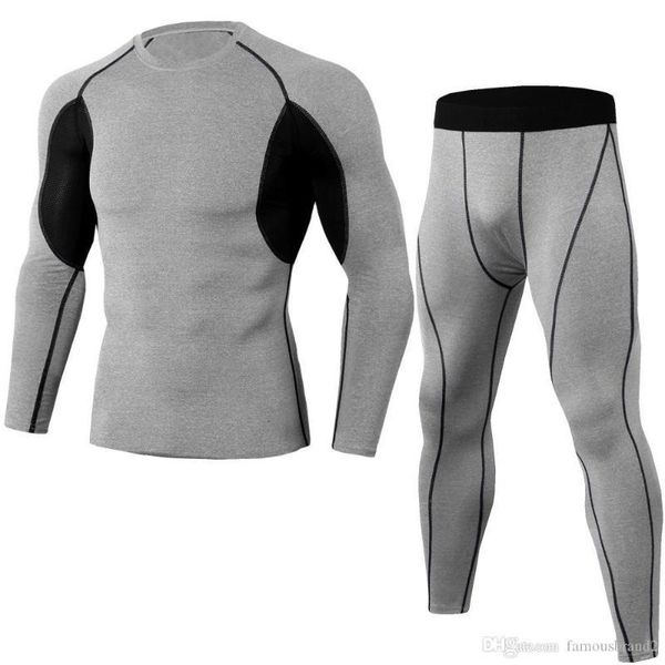 

slim tracksuits mens jogging solid colot long sleeve crew neck pants summer basketball homme clothing sports desinger 2pcs, Gray