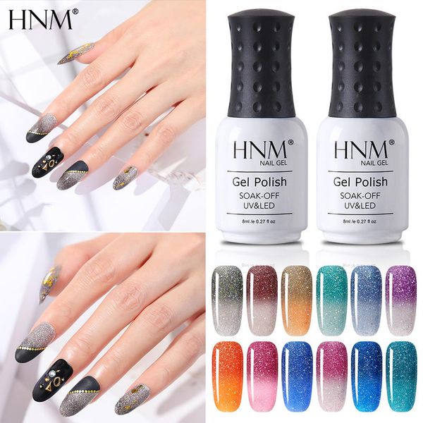 

hnm 8ml лазера температуры изменение цвета уф гель лак для ногтей с блестками лак для ногтей праймер uv led soak off gel polish лак, Red;pink