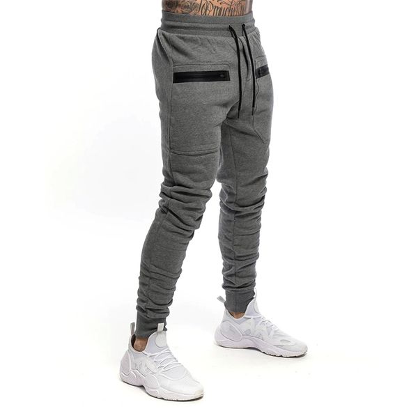 

marchwind brand designer mens jogger zip pocket sweatpants man gyms workout fitness cotton trousers male casual fashion skinny track pants, Black