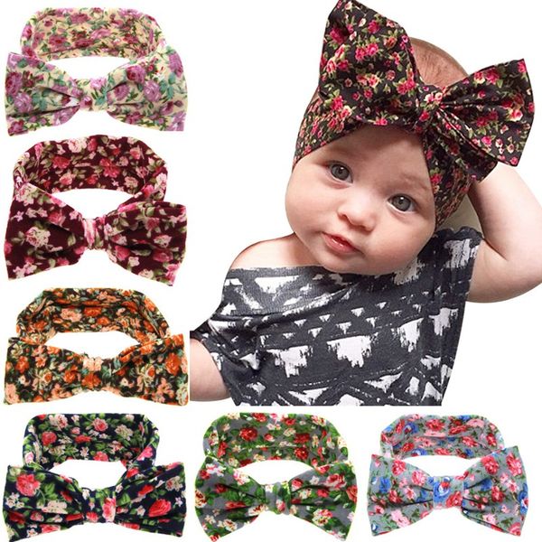 Детские Цветок Bow Tie ободки Эластичные Bowknot Hairbands девушки головной убор головной убор Дети Аксессуары для волос 6 Стиль HHA569