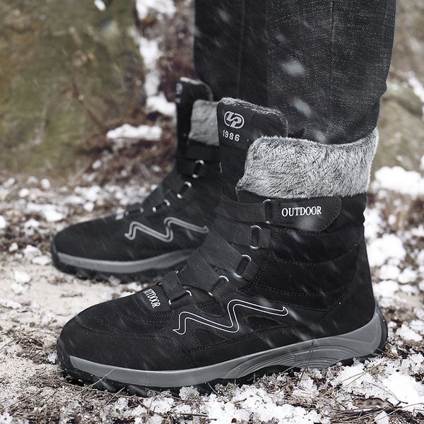 

northmarch men shoes winter with fur warm sneakers men snow boots outdoor casual shoes ankle boots calzado de seguridad, Black