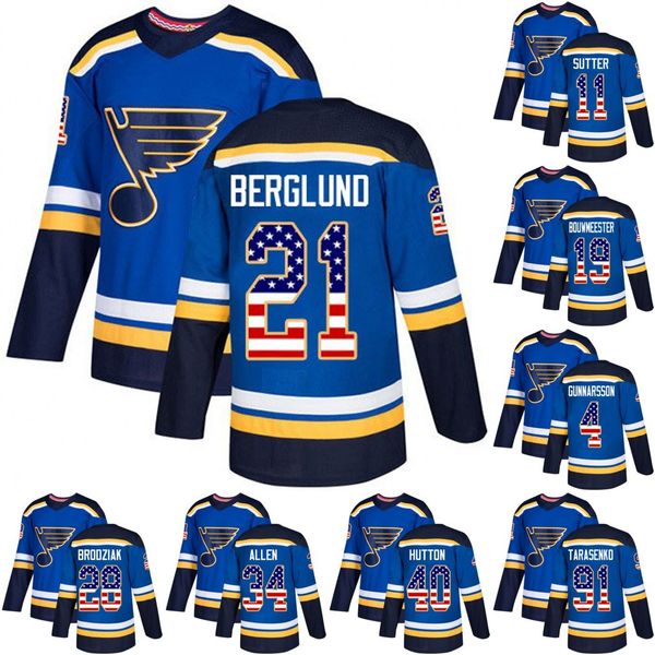 

St. Louis Blues Leafs USA Flag Jersey 21 Tyler Bozak 27 Alex Pietrangelo 15 Robby Fabbri 91 Vladimir Tarasenko 34 Jake Allen Hockey Jerseys