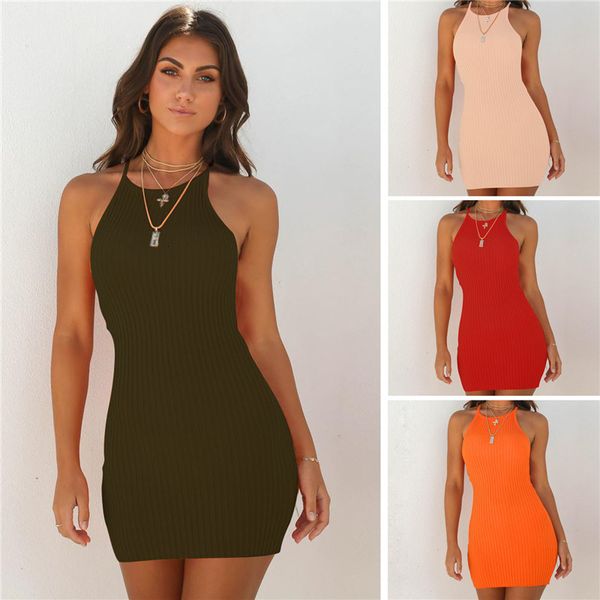 

womens dress ladies dresses strap sleeveless bodycon dress black red off shoulder mini dress 2019 new summer package hips beach casual, Black;gray