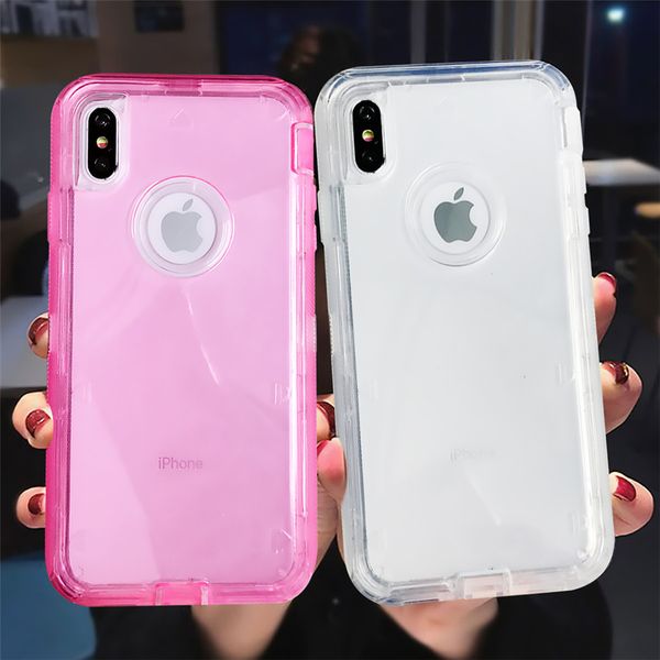 

очистить телефон чехол для iphone xr xs max x 6 6s 7 8 plus pc + tpu 3 в 1 360 противоударно прозрачная защитная крышка