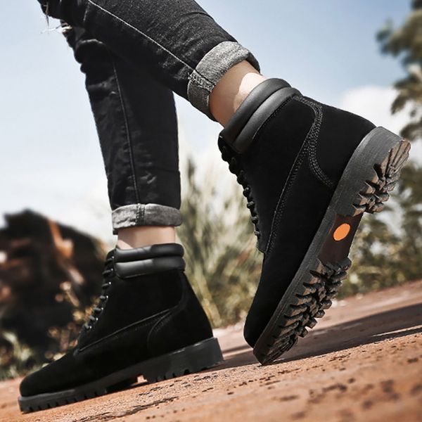 

kk01 super code eu39-49 classic leather yellow black outdoor hiking climbing mid-calf martin boots shoes for man