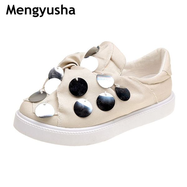

2018 fashion autumn bow sequined flat shoes ladies shallow layer shoes thick white, Black