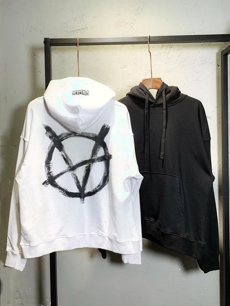 

2020 autumn winter vetements embroidery back magic anti war casual wear hooded men women designer fashion clothing cotton hoodie, Black