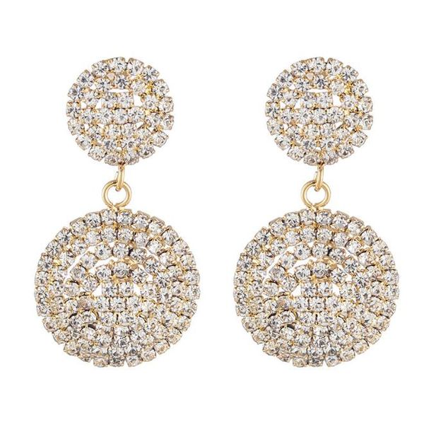 

fashion circle dangle earring fully crystal inlay blinging semi-stone earring for women cz wedding earring, Silver