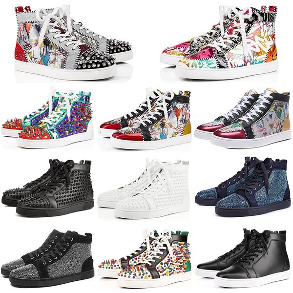 

fashion luxury designer for men women red bottoms shoes studded spikes flat sneakers party genuine leather casual rivet shoe ing