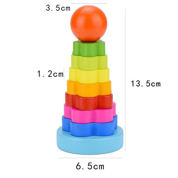 

kid baby rainbow tower ring wooden stacking tower stack up blocks children educationtoy toys learning rainbow stack up wood toy