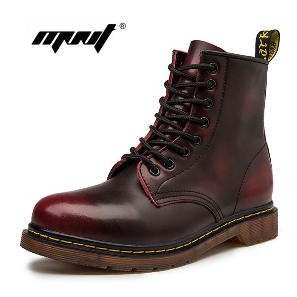 

retro genuine leather men boots outdoor autumn and winter shoes waterproof rubber snow boots shoes, Black