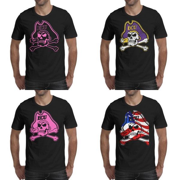 

mens printing east carolina pirates football old print logo black t shirt funny slogan make a shirts college pink breast cancer usa flag, White;black