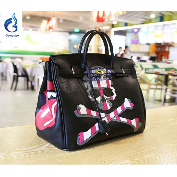 

человек изготовленный на заказ полосатый череп сша высокое качество оригинальный дизайн натуральная кожа женские сумки женские сумки живопис