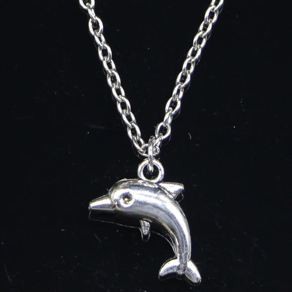 

20pcs new fashion necklace 18x11mm lovely dolphin silver pendants short long women men colar gift jewelry choker