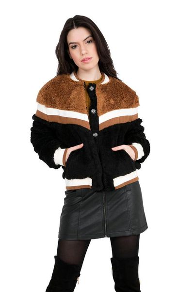 

quzu women jacket 23450630, Black;brown