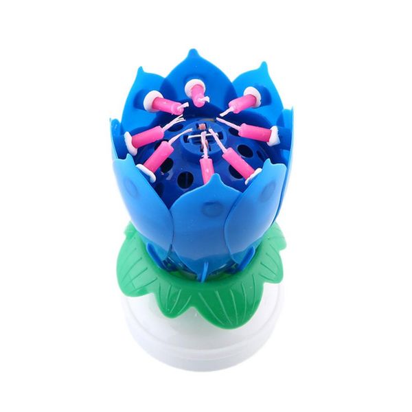 

romantic musical lotus rotating flower happy birthday party candle lights 5color home decoration candle lights wedding decor